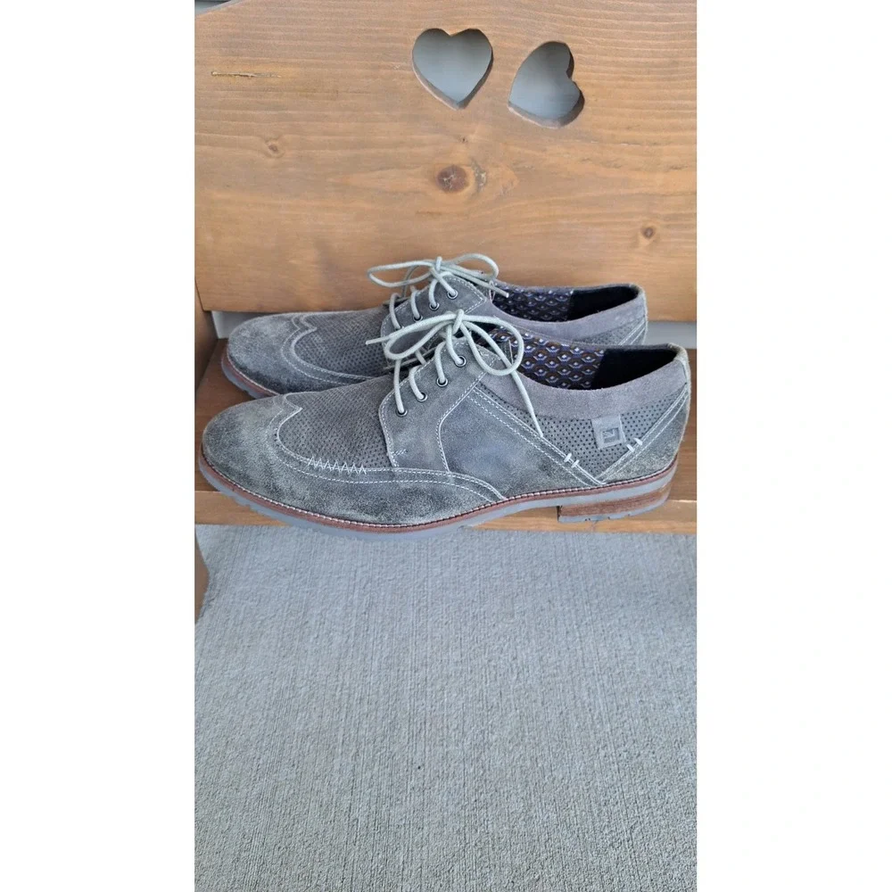 Ben Sherman Men's Grey Suede Wingtip Oxford Dress Shoes Size 13